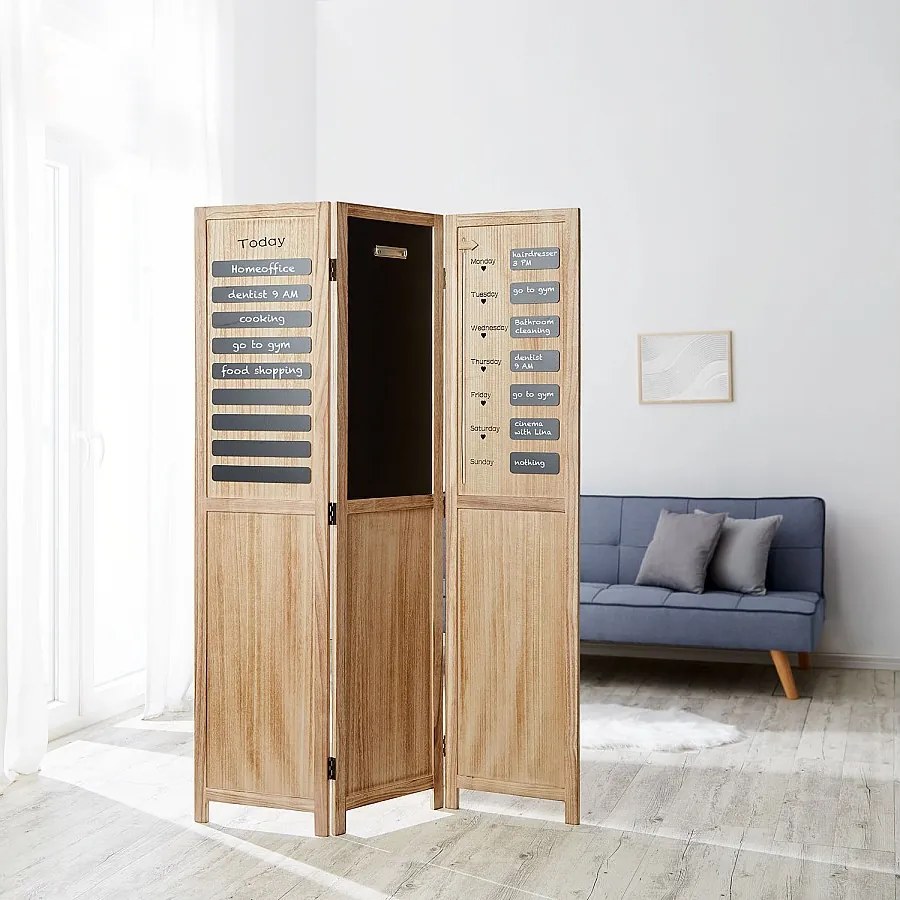 Przegroda pokojowa 170x120x2 cm naturalny drewniany parawan