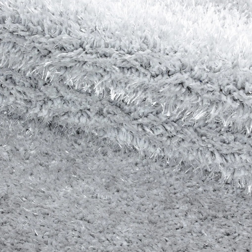 Dywan shaggy poliestrowy Brilliant srebrny koło 120 cm x 120 cm