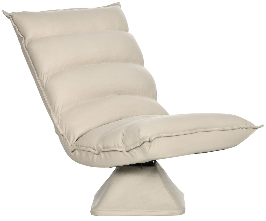 HOMCOM Fotel Relaksacyjny, Leniwe Sofa, Regulowane Oparcie, Wygląd Skóry, 62x70x95cm, Beżowy