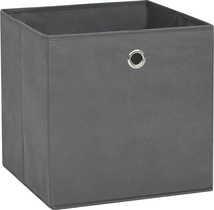 Zestaw 4 składanych pudełek do przechowywania z szarej tkaniny nie tkanej 28x28x28 cm