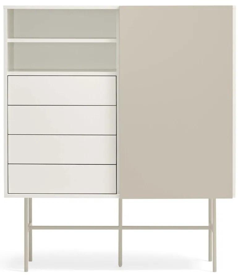Beżowo-kremowa wysoka komoda z drzwiami przesuwnymi 120x140 cm Nube – Teulat