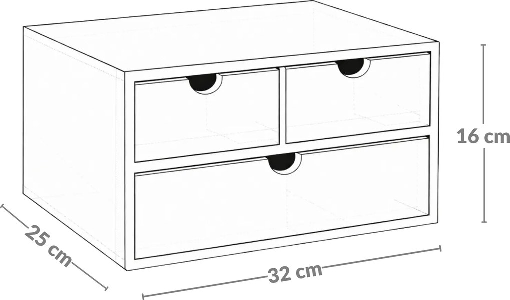Bambusowy organizer na biurko HEGO, 16 cm, 3 szufladkowy