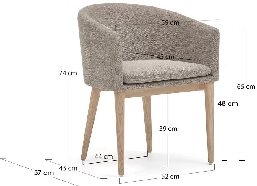 Beżowy tapicerowany fotel jadalniany z podłokietnikami Harlan – Kave Home