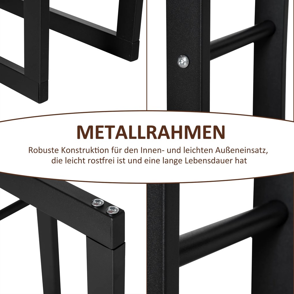 Stojak na drewno kominkowe HOMCOM dla wnętrz i eksteriorów, Metal, 60 x 25 x 150 cm