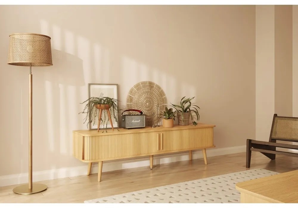 Szafka pod TV w dekorze dębu w naturalnym kolorze 178x50x40 cm Rove – Woodman