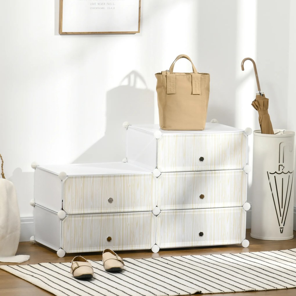 HOMCOM Modułowy System Regałów na 12 par butów, 49 cm x 36,5 cm x 108 cm, Biały