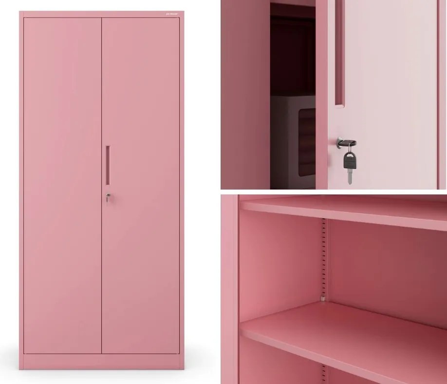 Szafa biurowa Fresh Style Jan H 90x40x195 cm pudrowy róż