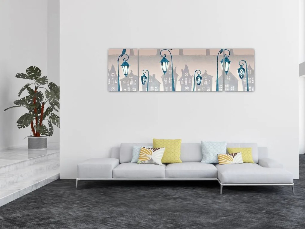 Obraz - Kruki strzegące miasta (170x50 cm)