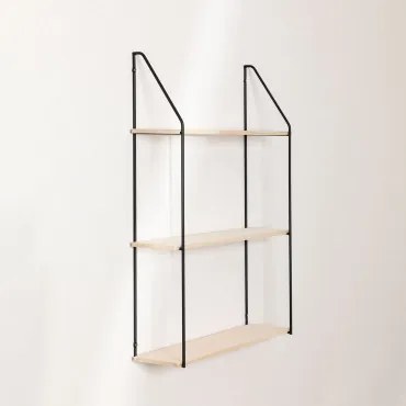 Półka Ścienna ↔︎ 65 Cm Z Drewna I Stali Arison Regał 3 Półkowy - Sklum