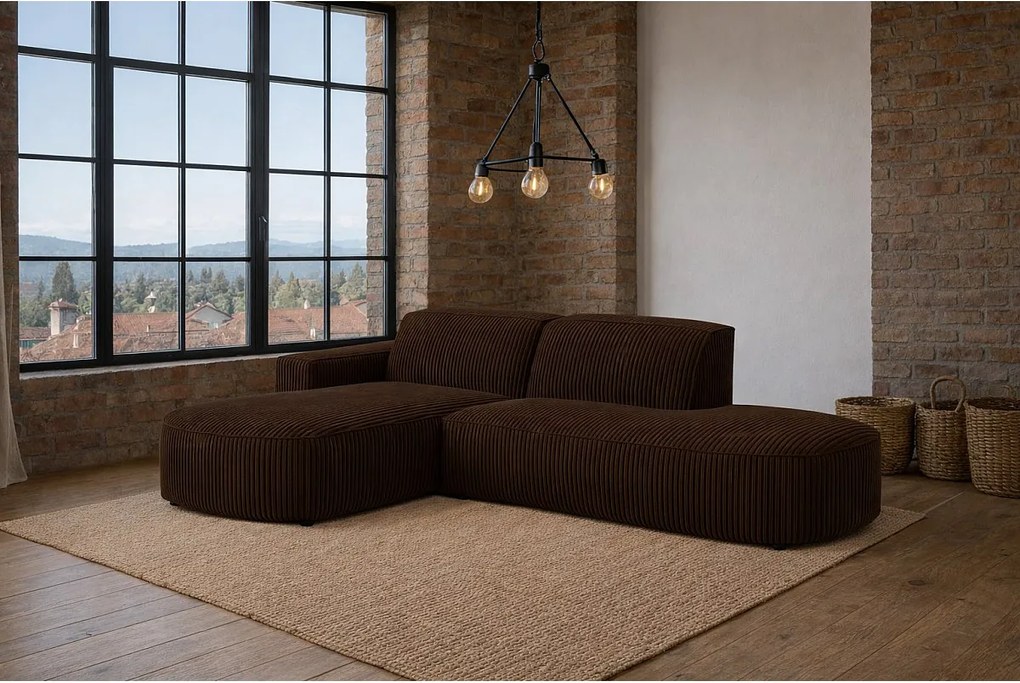 Narożnik Cursal Atelier, tkanina Poso, Brązowy, Lewy