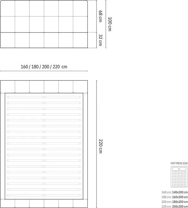Kremowe tapicerowane łóżko dwuosobowe ze schowkiem ze stelażem 160x200 cm Bellis – Micadoni Home
