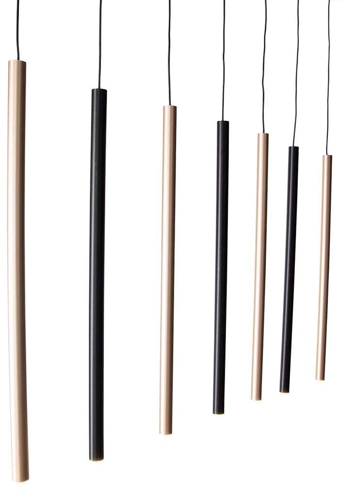 Lampa wisząca czarna z mosiądzem w komplecie z diodą LED z możliwością ściemniania 7-światłowa - BeaDesignerski Oswietlenie wewnetrzne