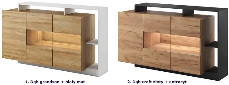 Komoda dąb craft złoty + antracyt L9-Z40