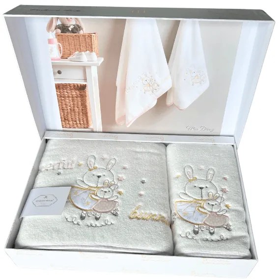 Podarunkowy zestaw ręczników dla dzieci BUNNY, 2 szt Niebieski