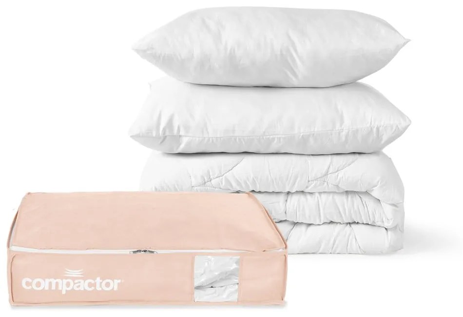 Plastikowe pojemniki próżniowe pod łóżko zestaw 3 szt. 65x45x15,5 cm Pink Edition – Compactor