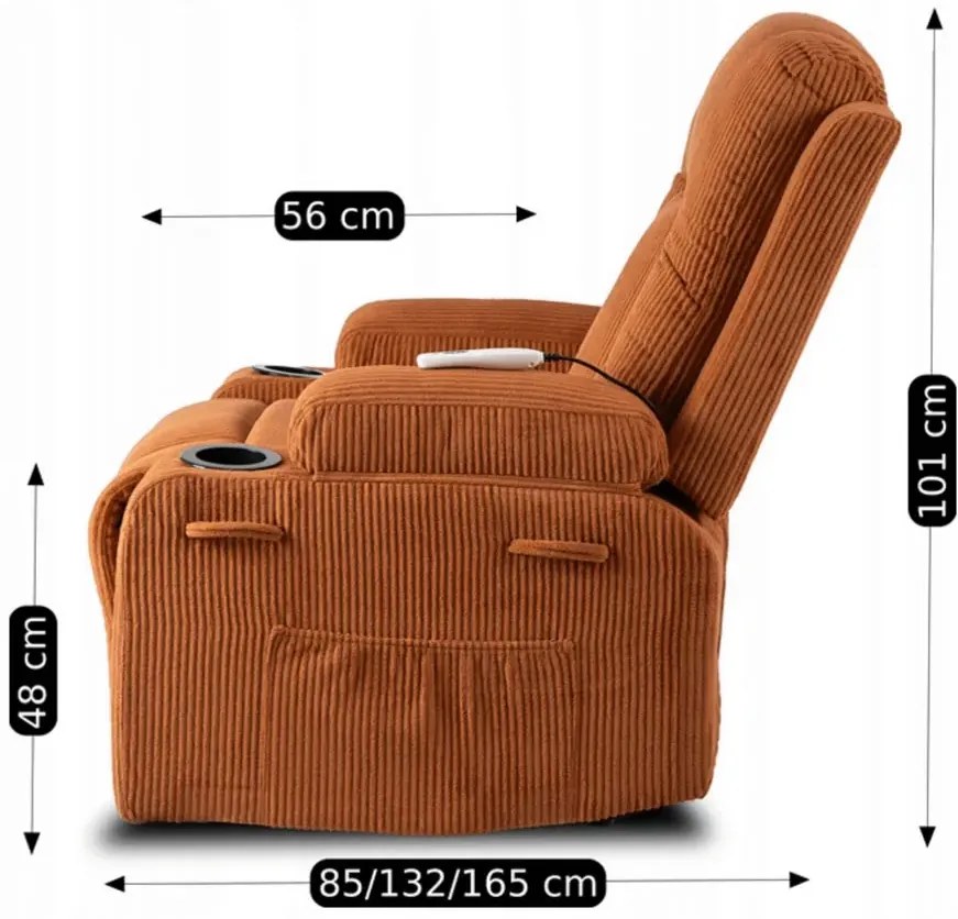 Rozkładany rudy masujący fotel  D9-S73