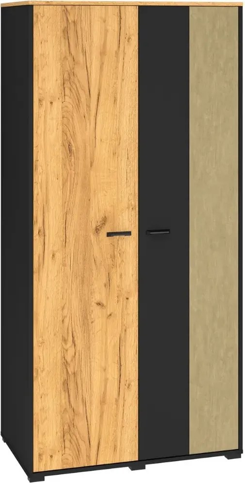 Szafa młodzieżowa COLIN 02 2D dąb złoty craft/czarna ML MEBLE