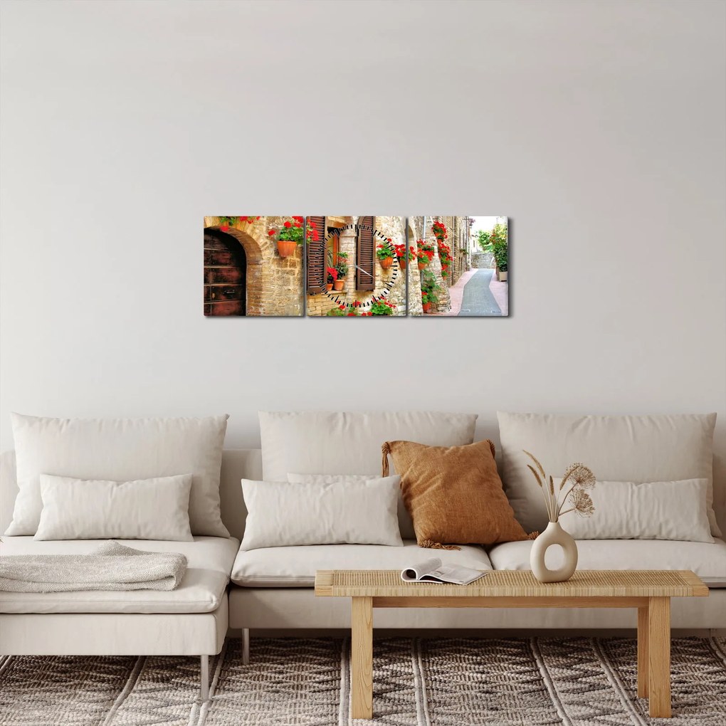 Obraz - Malownicza włoska aleja (z zegarem) (90x30 cm)