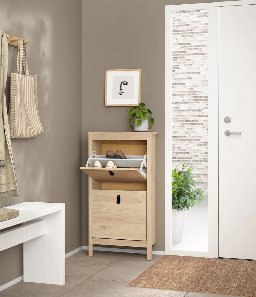 Wąska szafka na buty Madrid z 2 półkami, jackson hickory