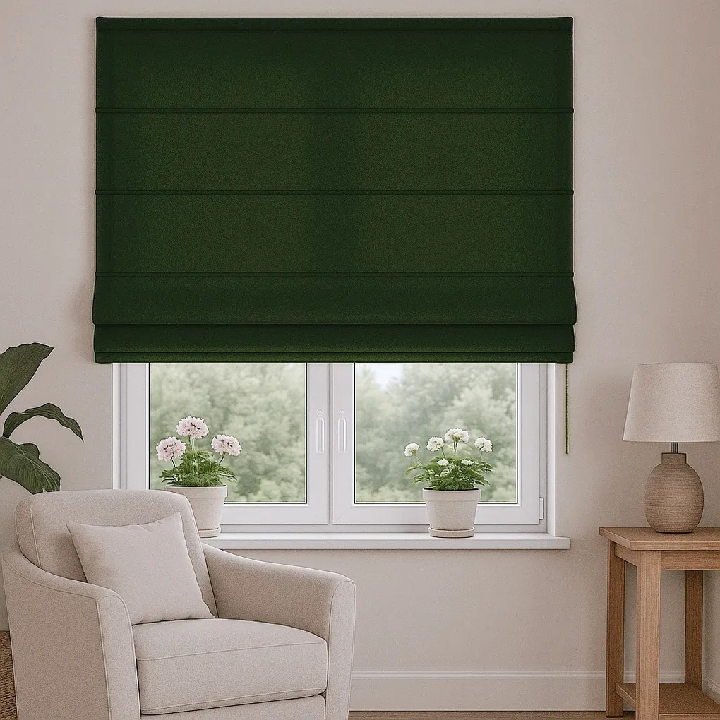 Roleta rzymska na wymiar Otto ciemnozielona półmatowy welur - do 200 cm