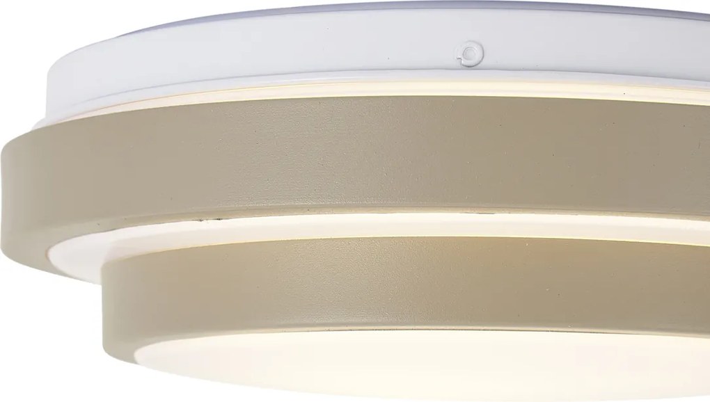 Nowoczesna lampa sufitowa taupe z białym elementem 25 cm IP44 - Walden