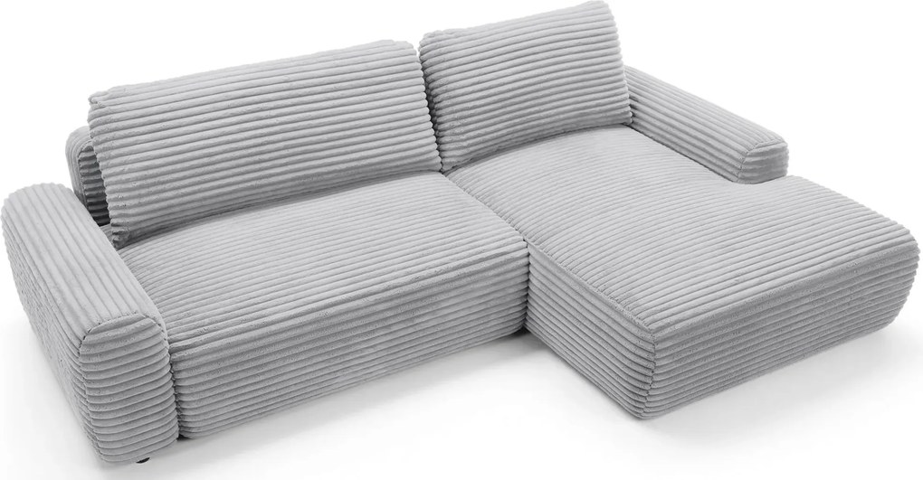 Szara sztruksowa kanapa narożna z funkcją spania E2-Z47