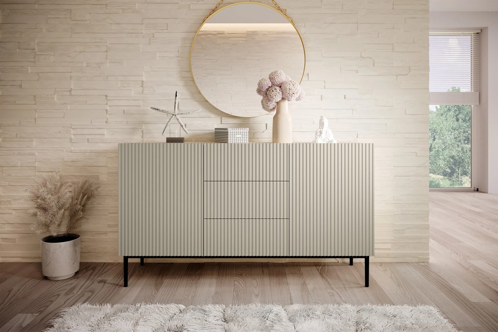 Komoda z szufladami Nicole 150 cm - kaszmir / czarne nóżki