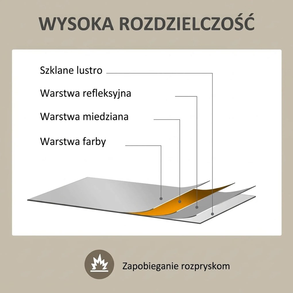 HOMCOM Dekoracyjne Lustro Ścienne, Design Vintage, 70 cm x 2,1 cm x 50 cm, Drewno Solidne, Naturalne