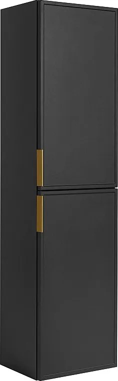 Szafka łazienkowa ciemnoszara, uchwyt złoty, 27 x 35 x 136 cm