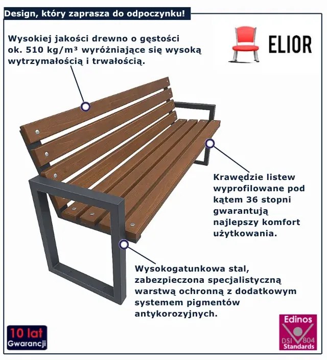 Ogrodowa ławka w kolorze orzech F6-T52