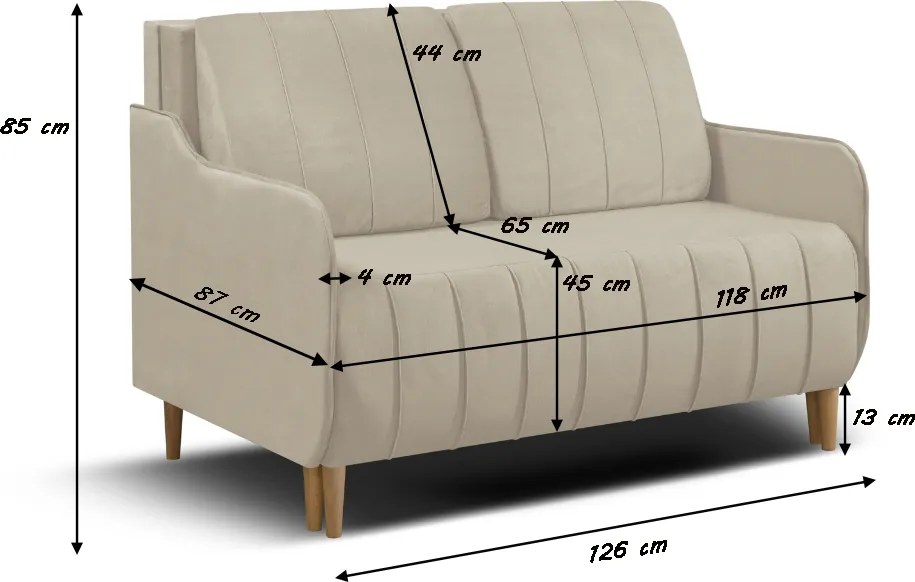 Sofa kanapa 2 os z funkcją spania BEST Szary