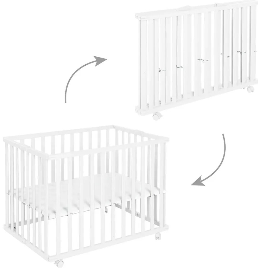 Biały kojec dla dzieci 100x75 cm – Roba