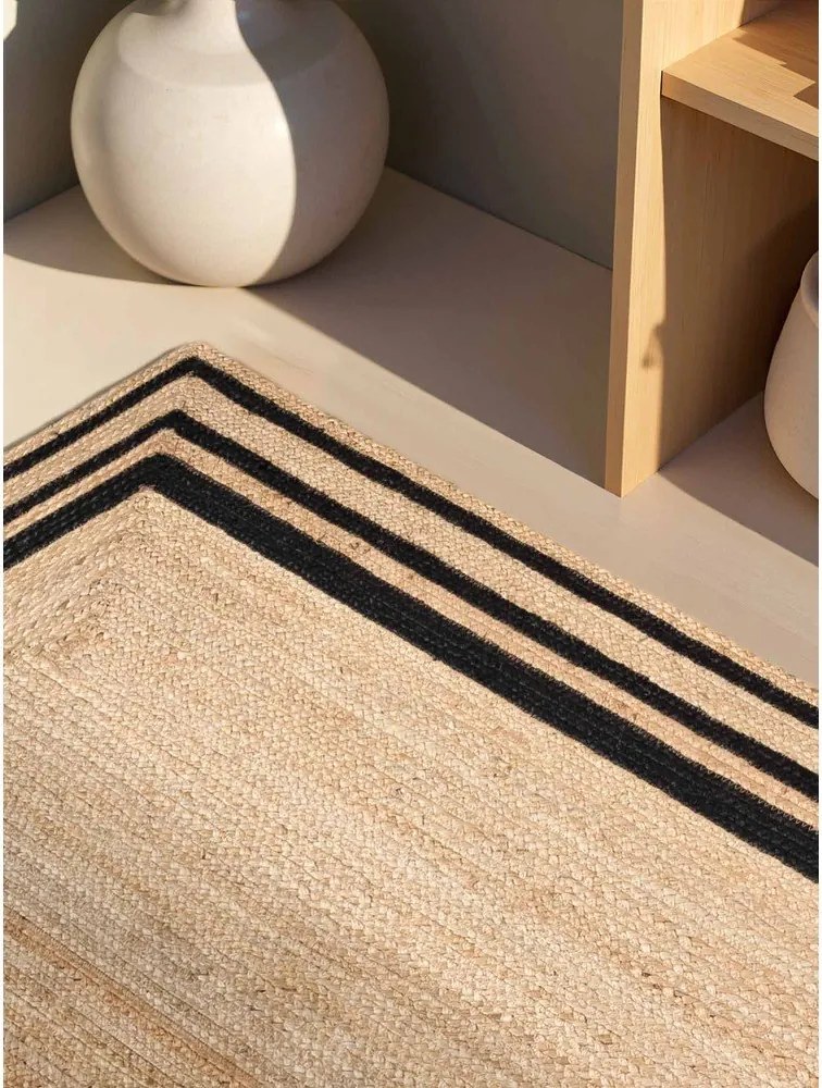 Czarno-naturalny ręcznie tkany dwustronny dywan z juty 120x170 cm Jutta – Hanse Home