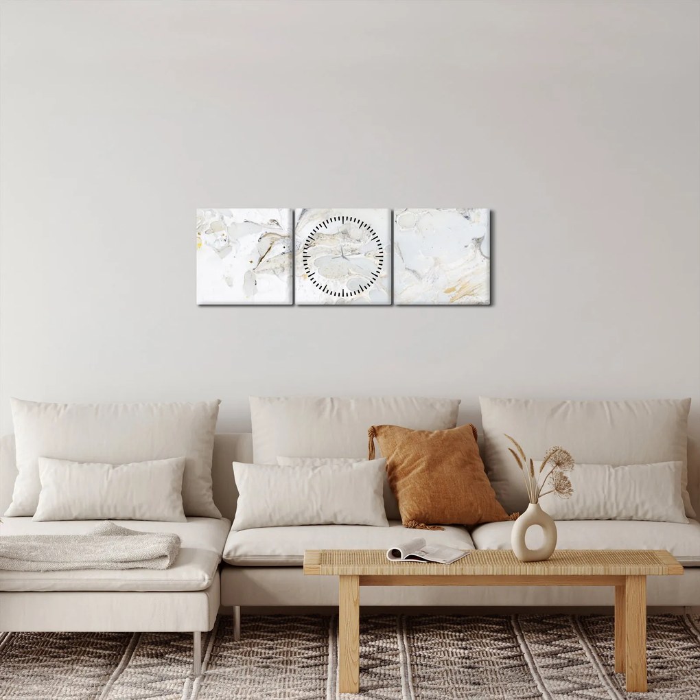 Obraz - Papier olejny z marmurowym wzorem (z zegarem) (90x30 cm)
