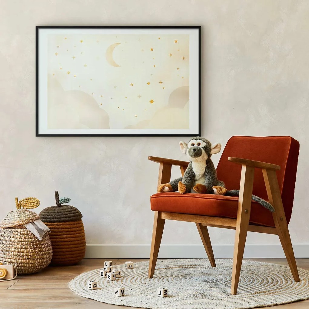 Plakat Rozgwieżdżona noc 90x60 cm z ramą czarną z marginesem ARTGEIST B