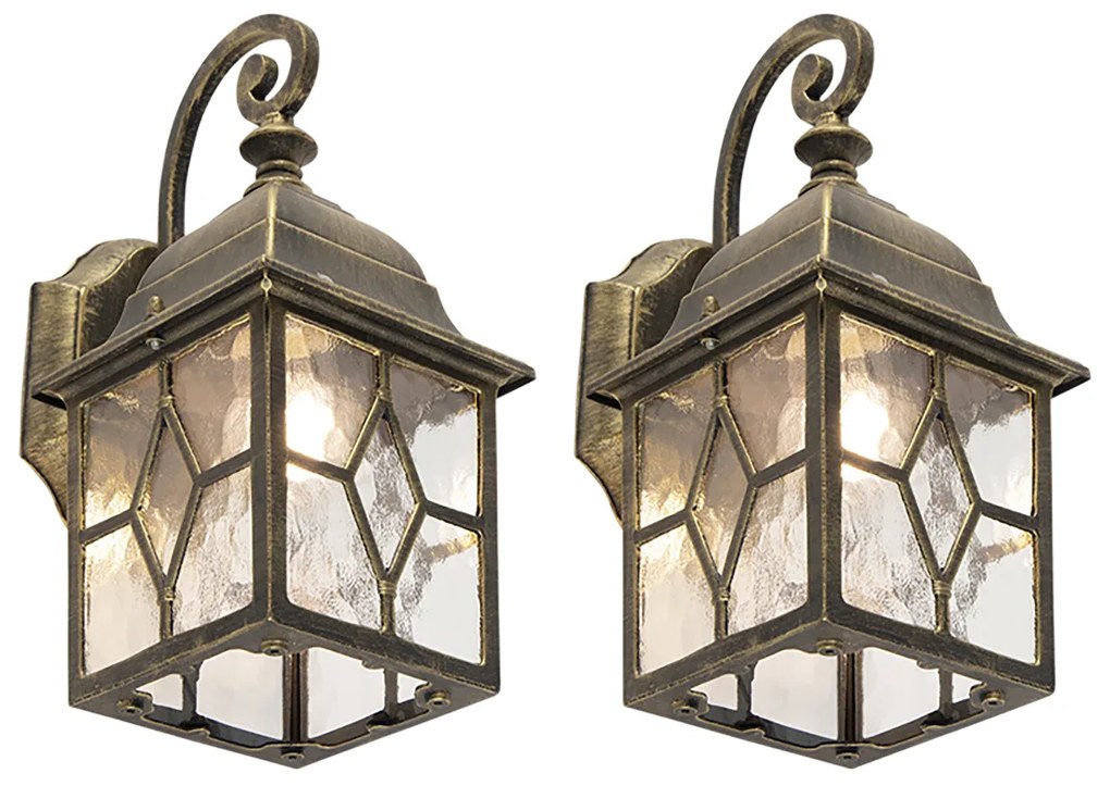 Zestaw 2 romantycznych lamp ściennych zewnętrznych brązowych - London