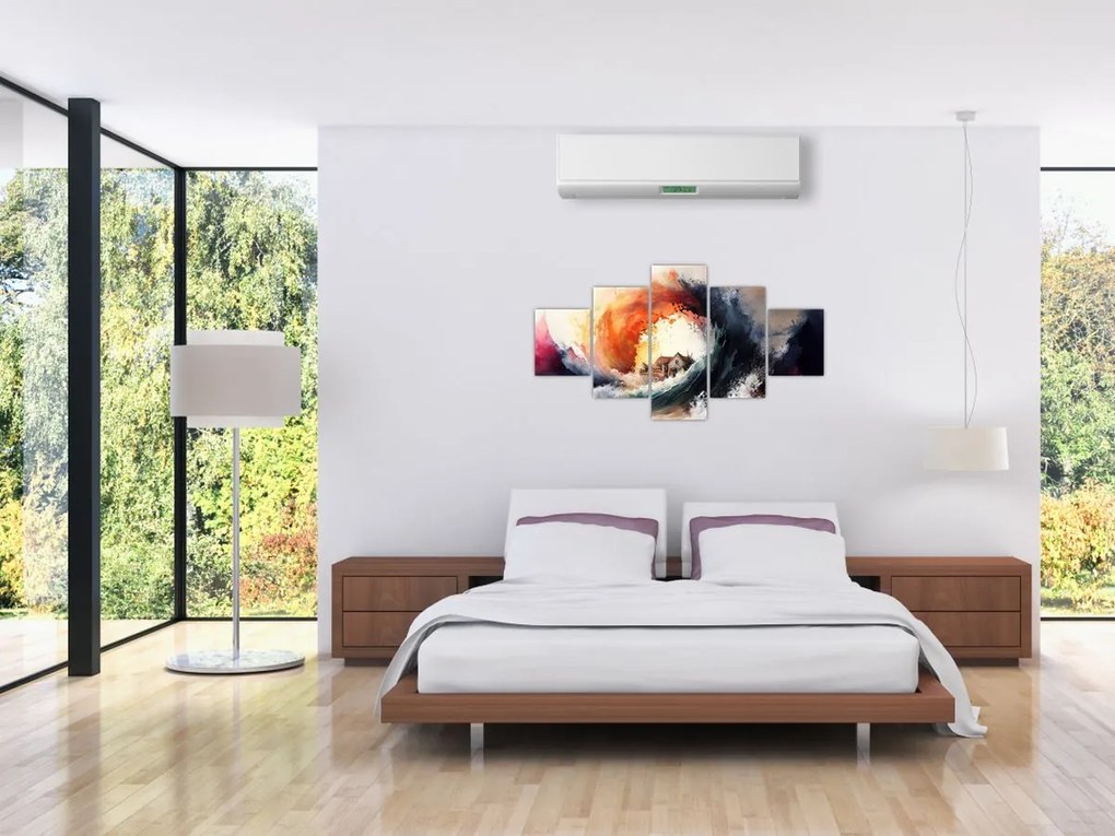 Obraz - W wirze powodzi, akwarela (125x70 cm)