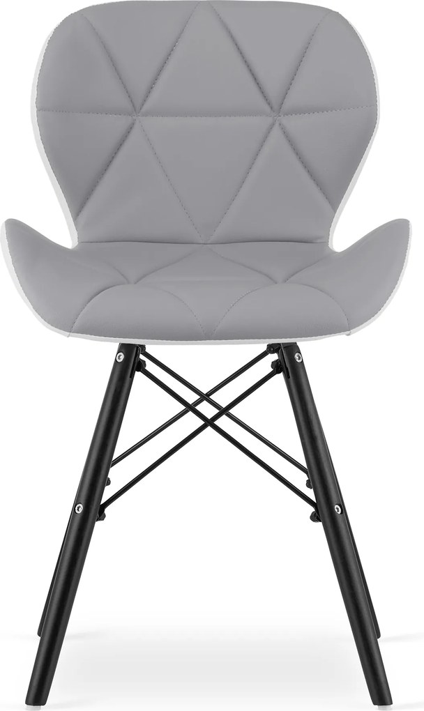 Krzesło LAGO ekoskóra - szaro-białe / nogi czarne