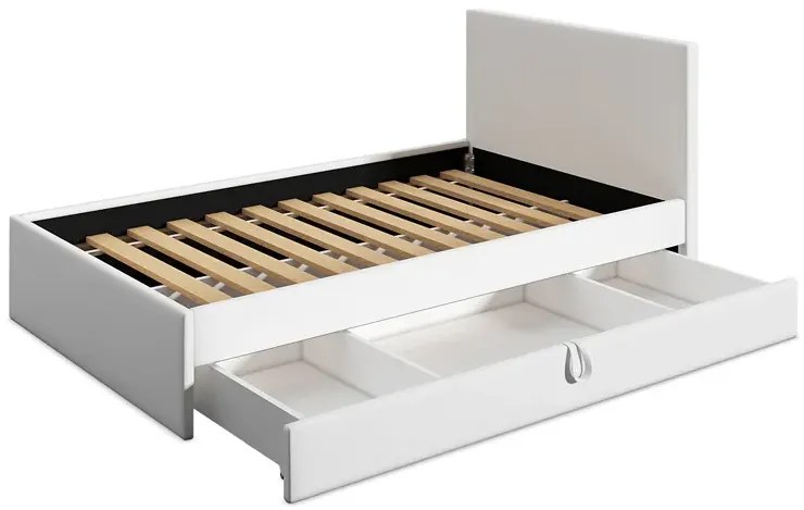 Granatowy tapczan młodzieżowy z zagłówkiem R9-K83