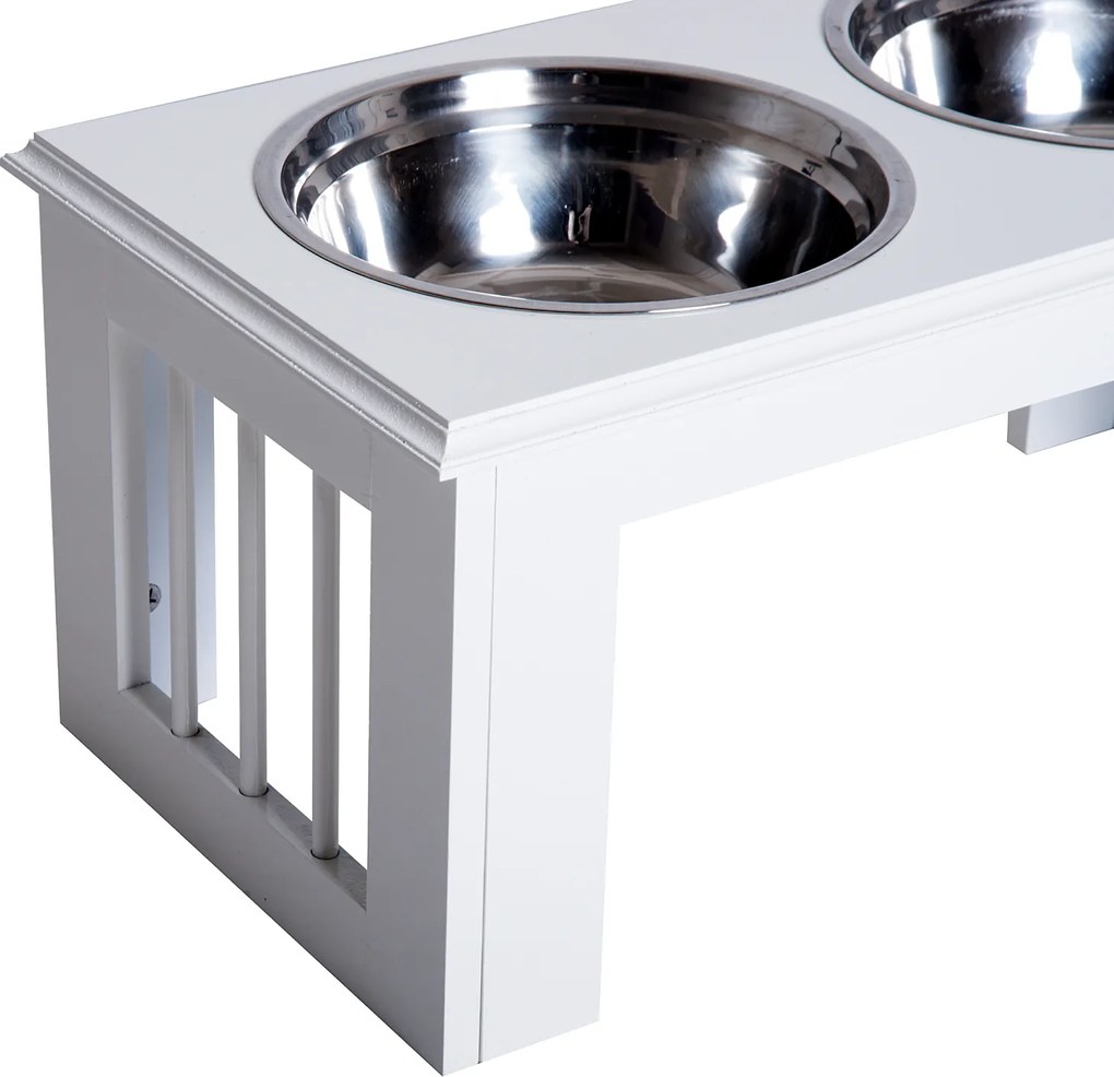 PawHut Miski Podwyższone dla Zwierząt 2 Miski Stal Szlachetna Biały dla Psów i Kotów | Aosom PL