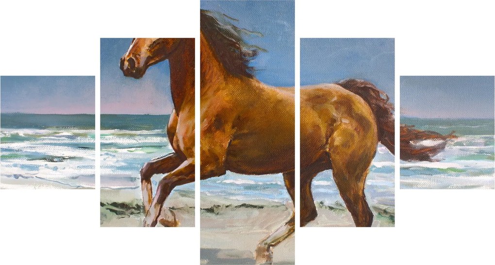 Obraz konia na plaży (125x70 cm)
