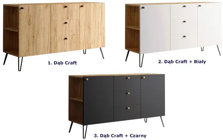 Lewostronna komoda z szufladami dąb craft N9-B05