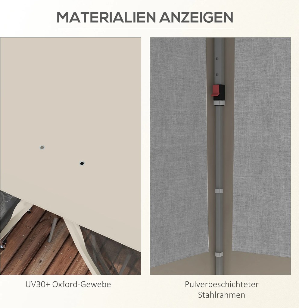Outsunny Pawilon składany, regulowana wysokość, zasłony z siatki, torba transportowa, stelaż stalowy, 3 x 3 x 3 m, Beżowy