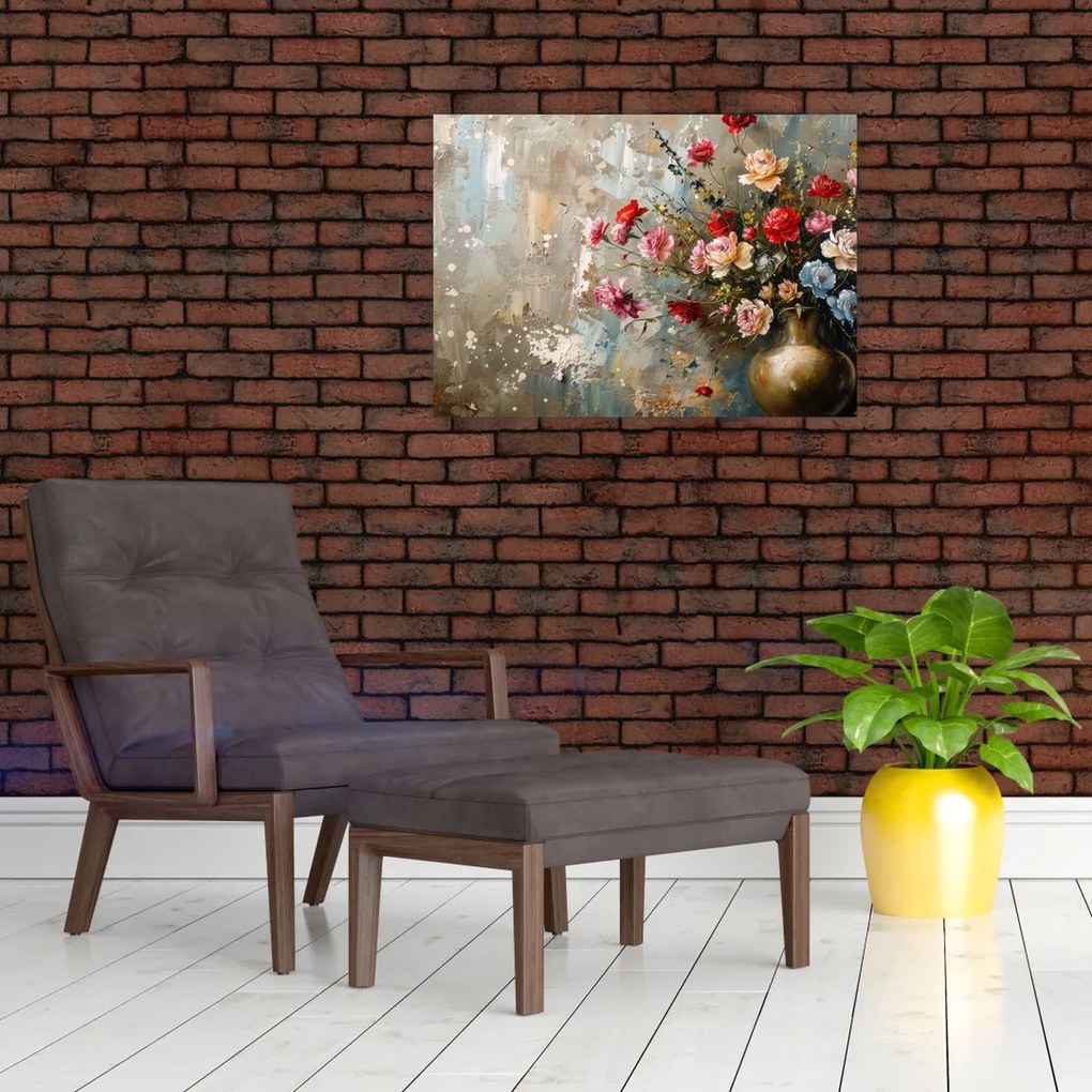 Obraz na szkle - Wazon z kwiatami (70x50 cm)