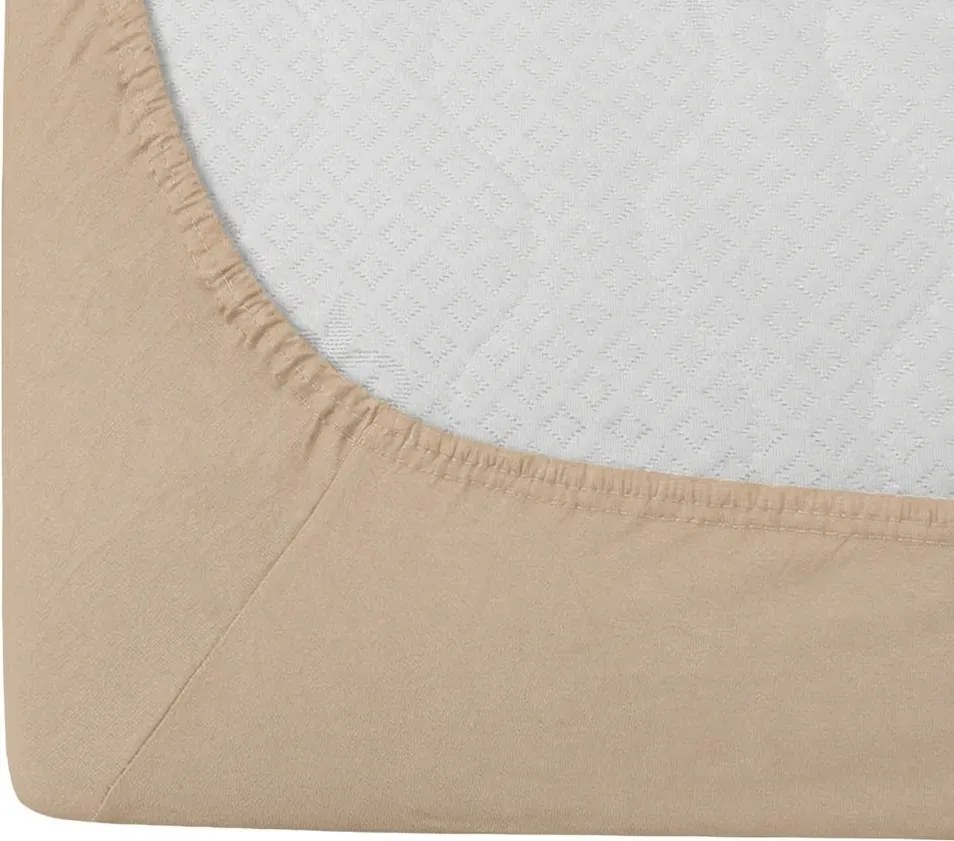 PrzytulneMieszkanie.pl Prześcieradło jersey BASIC beżowe 90 x 200 cm