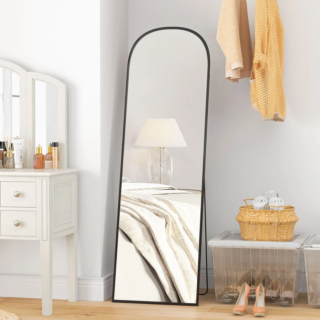 HOMCOM Duże lustro stojące całociałowe nowoczesny design czarna rama 50x1615 cm | Aosom PL