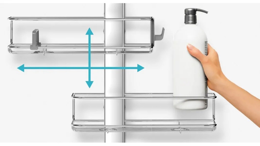 Simplehuman Regulowany uchwyt na drzwi prysznicowe z półkami