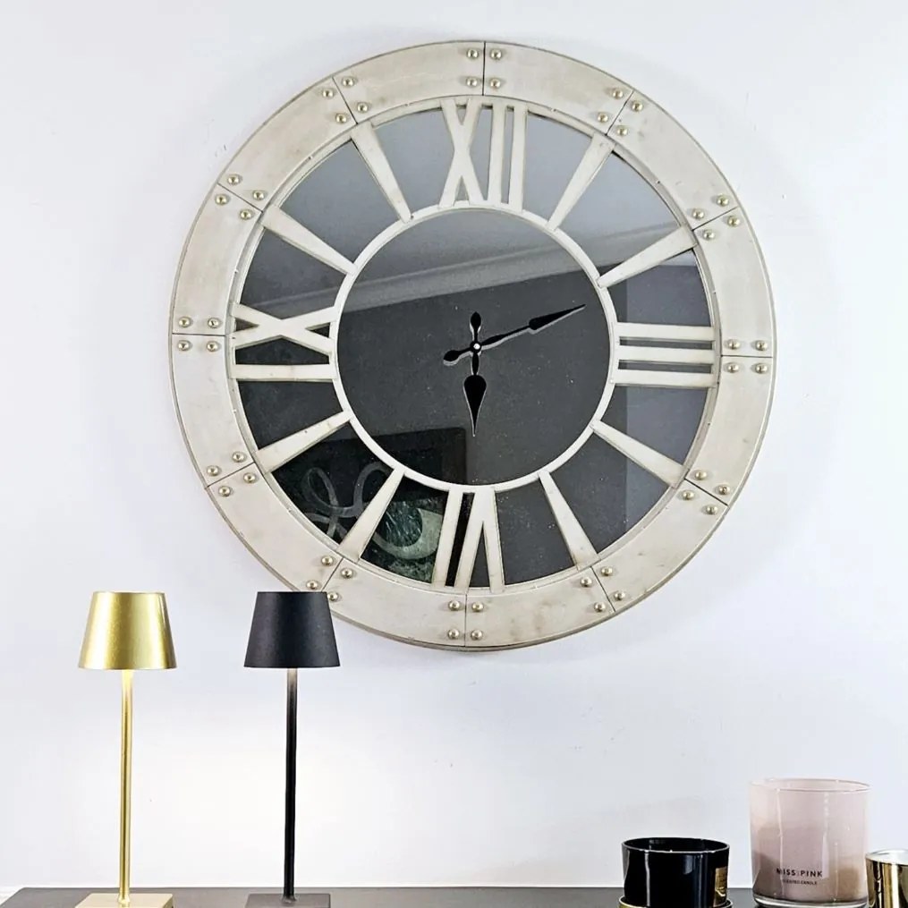 Zegar ścienny, lustrzany cyferblat ,średnica 80cm