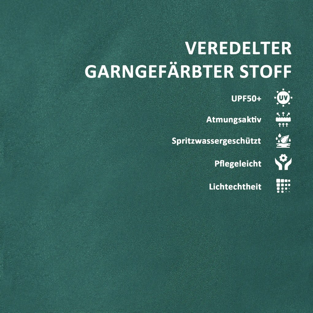 Outsunny Poduszka na siedzenie 120 x 47 x 9,5 cm odporna na wodę z paskami, zagłówkiem, UPF50+, Zielony