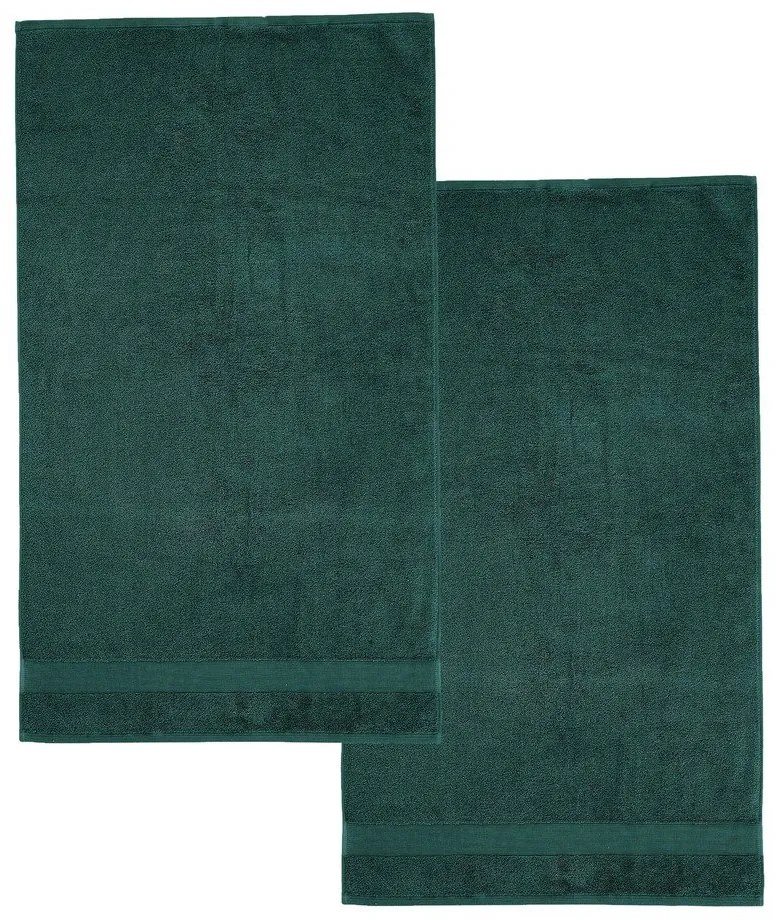 Ciemnozielone bawełniane ręczniki kąpielowe frotte zestaw 2 szt. 90x140 cm Anti-Bacterial – Catherine Lansfield